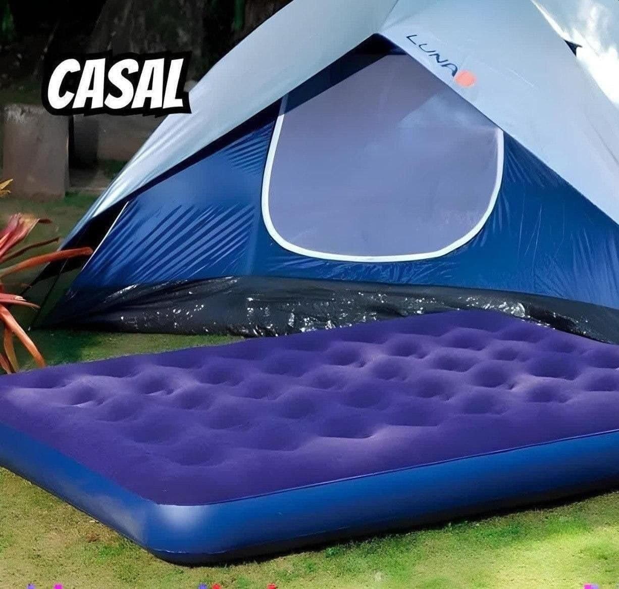 Colchão Inflável Casal com inflador Acoplado Multiuso Mor